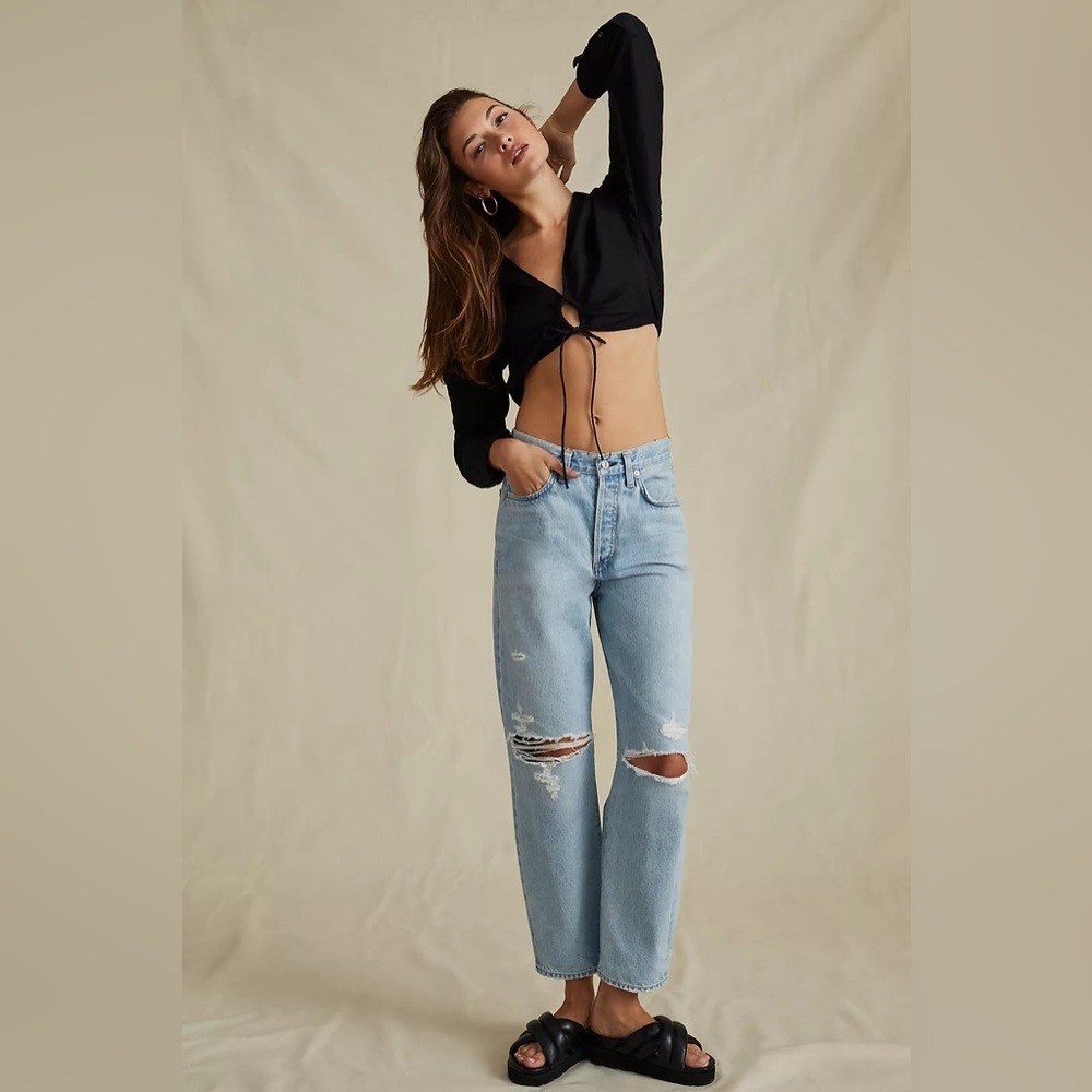 Pilcro Keyhole Shrunken Shirt in Black - Size XS - Picture 4 of 6